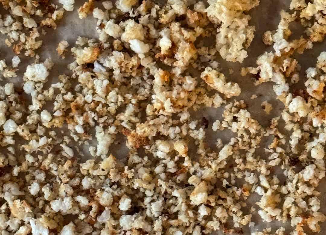 Browned cauliflower breadcrumbs.