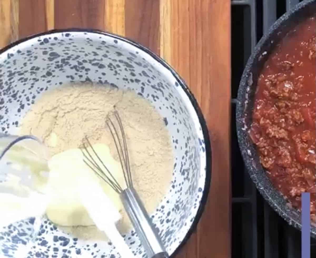 Adding Greek Yogurt.