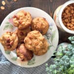 A plate of peanut corn muffins. Feature image.