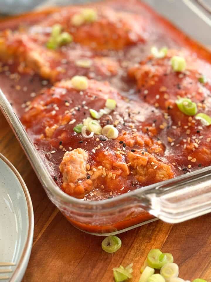 Oven Baked Garlic Sticky Chicken Recipe with Honey Sauce - The Buttered ...